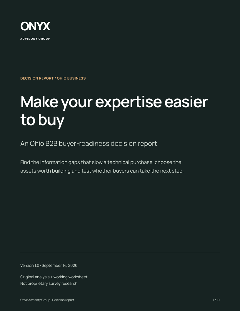 Cover of the Onyx report Make your expertise easier to buy