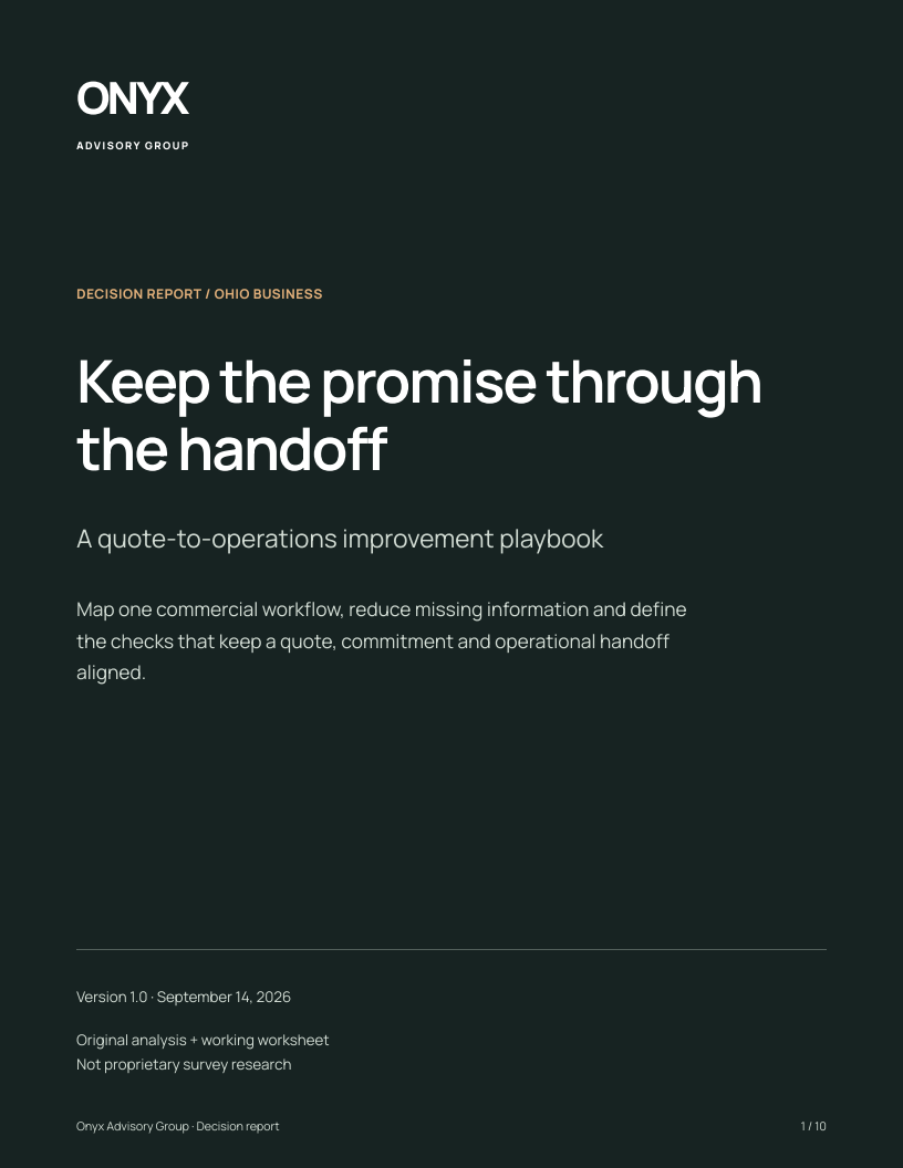 Cover of the Onyx report Keep the promise through the handoff