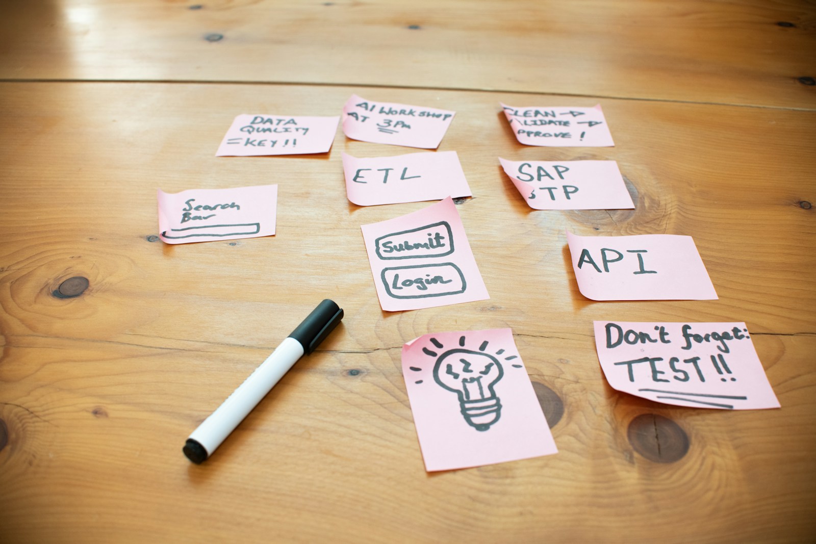 Research notes and sketches arranged on a table